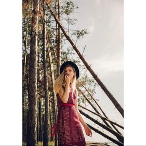 Unique Bohemian Crochet Burgundy Midi Dress